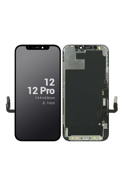 Teknonet Iphone 12 Pro Uyumlu Revize Lcd Ekran Dokunmatik Lens Çıtalı - Siyah - 1