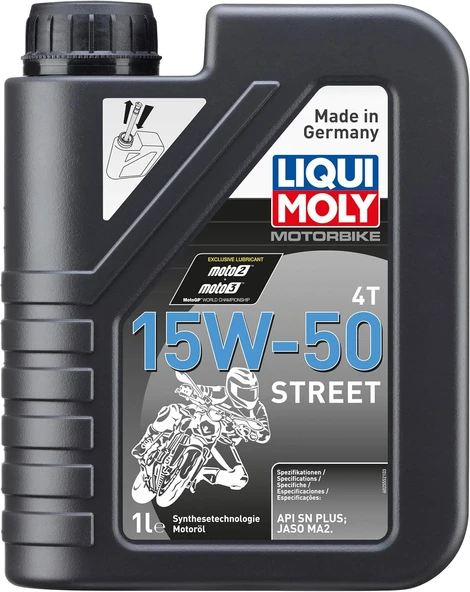 LIQUI MOLY Motorbike 4T 15W-50 Street 1 L Motosiklet sentetik teknolojisi motor yağı Ürün no 2555