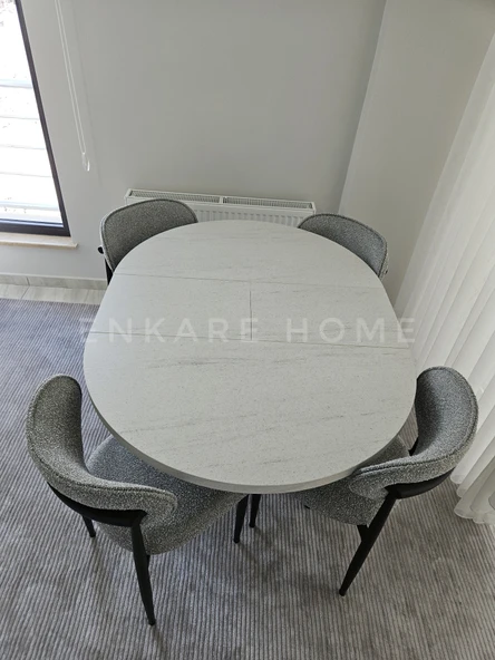 Enkare Oliva Masa Polo Sandalye Takımı - Yuvarlak Açılabilir Mdf Masa + 4 Sandalye - 5
