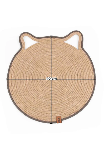 Jüt Kulaklı Yuvarlak Kedi Köpek Mama\Yatakönü Paspası, Hasır Kedi Matı 40*40 cm - 4