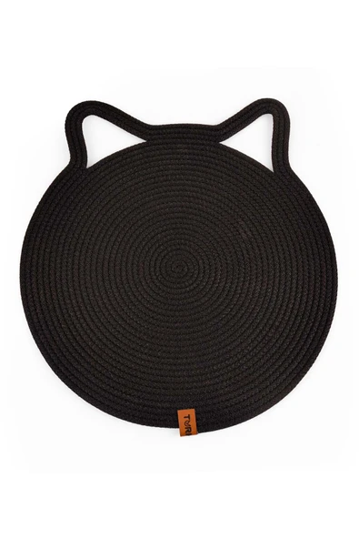 Jüt Kulaklı Yuvarlak Kedi Köpek Mama\Yatakönü Paspası, Hasır Kedi Matı 40*40 cm - 11
