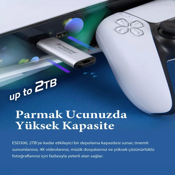 Transcend TS512GESD300C 512GB USB/Type-C 10Gbps 1050/950MB/s Taşınabilir Harici SSD - Mavi - 5