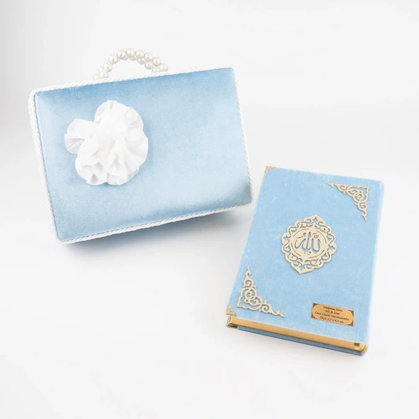 Çeyizlik Kutu Raşel Hediyelik Kuran (Orta Boy, Mavi) ürün görseli 1