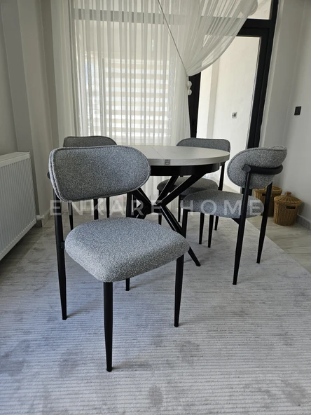 Enkare Oliva Masa Polo Sandalye Takımı - Yuvarlak Açılabilir Mdf Masa + 4 Sandalye - 3
