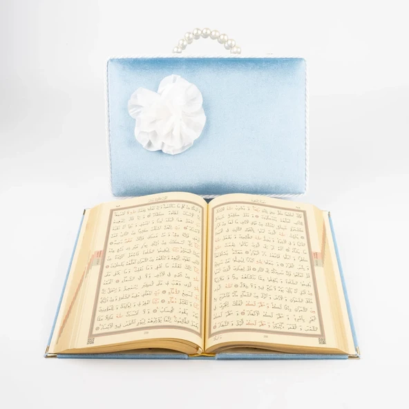 Çeyizlik Kutu Raşel Hediyelik Kuran (Orta Boy, Mavi) - Resim 3
