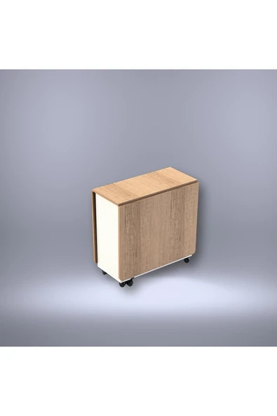 Asra Trend MDF Katlanır Mutfak Yemek Çalışma Masası, Beyaz-Petra, 155×75×70 cm, KM-11 - Resim 3