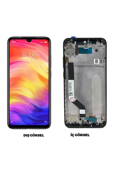 Teknonet Xiaomi Redmi Note 7 Uyumlu Lcd Dokunmatik Ekran Çıtalı - Siyah - 1
