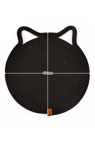 Jüt Kulaklı Yuvarlak Kedi Köpek Mama\Yatakönü Paspası, Hasır Kedi Matı 40*40 cm - 12