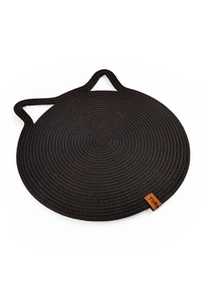 Jüt Kulaklı Yuvarlak Kedi Köpek Mama\Yatakönü Paspası, Hasır Kedi Matı 40*40 cm - 9