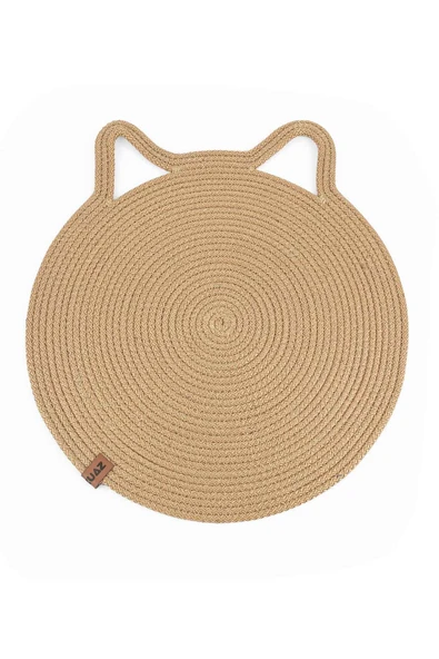 Jüt Kulaklı Yuvarlak Kedi Köpek Mama\Yatakönü Paspası, Hasır Kedi Matı 40*40 cm - 7