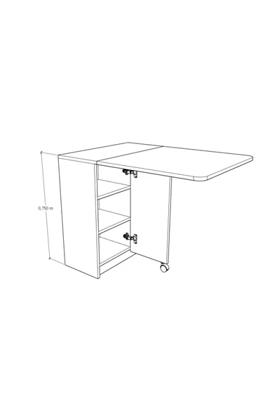 Asra Trend MDF Katlanır Mutfak Yemek Çalışma Masası, Beyaz-Retro Taş, 93×75×70 cm, KM-21 - Resim 4