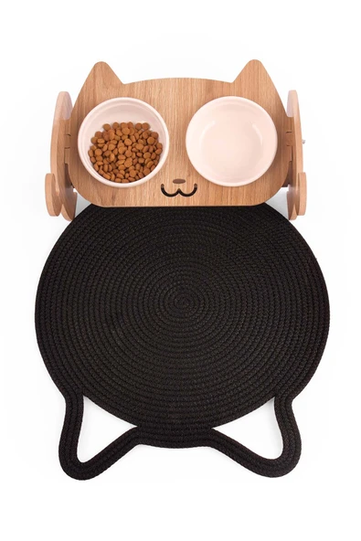 Jüt Kulaklı Yuvarlak Kedi Köpek Mama\Yatakönü Paspası, Hasır Kedi Matı 40*40 cm - 10