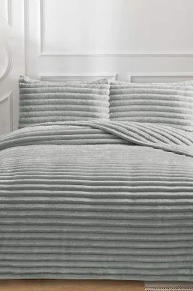 Eterna Peluş Tek Kişilik 180x240 Cm Yatak Örtüsü Gri ürün görseli