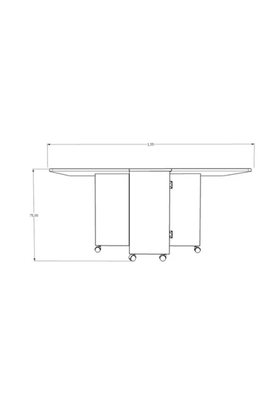 Asra Trend MDF Katlanır Mutfak Yemek Çalışma Masası, Beyaz-Royal Mermer, 155×75×70 cm, KM-15 - Resim 5