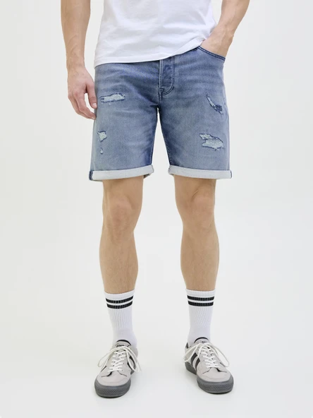 JACK JONES Erkek Yırtık Desenli Kot Şort 12269607 - 8