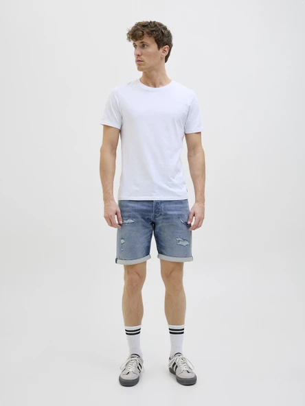 JACK JONES Erkek Yırtık Desenli Kot Şort 12269607 - 6