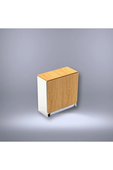 Asra Trend MDF Katlanır Mutfak Yemek Çalışma Masası, Beyaz-Afrika Ceviz, 93×75×70 cm, KM-20 - Resim 2