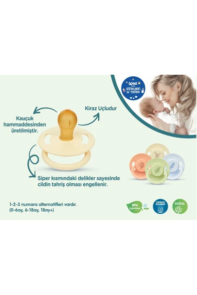 Wee Baby Pure Yuvarlak Uçlu Kauçuk Emzik No:2 - YEŞİL - 6