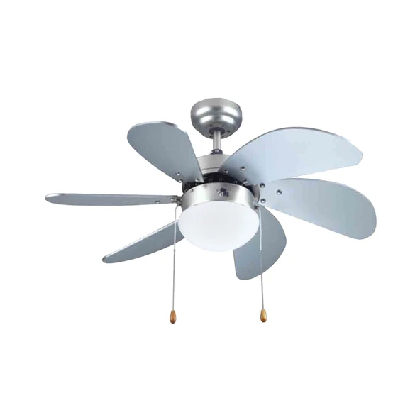 Vanti 60W E27 6 Kanatlı Avizeli Silver Gümüş Tavan Vantilatörü KCF282