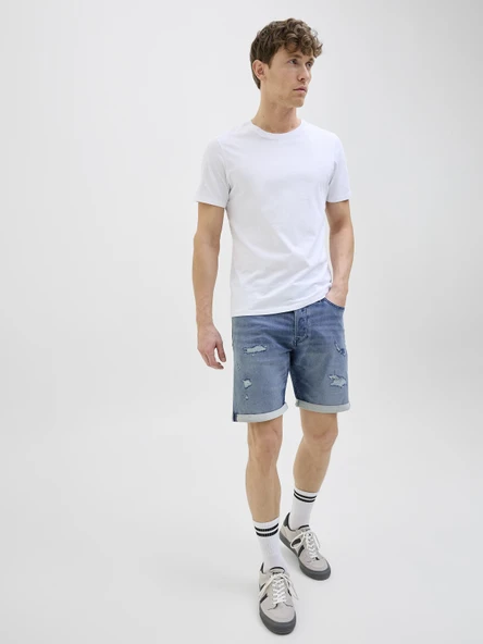 JACK JONES Erkek Yırtık Desenli Kot Şort 12269607 - 3