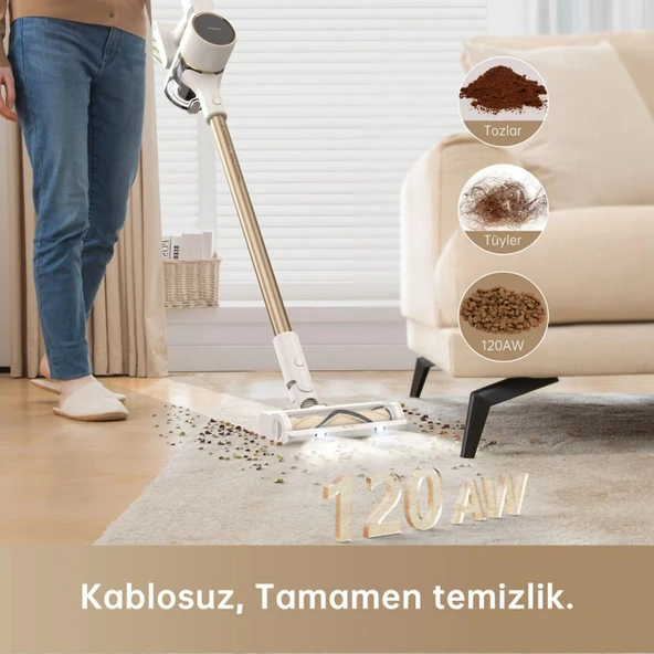 Dreame R10 Led Işık Dikey Şarjlı Süpürge Beyaz - 3