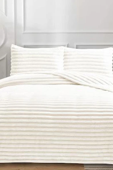 Eterna Peluş Tek Kişilik 180x240 Cm Yatak Örtüsü Krem ürün görseli