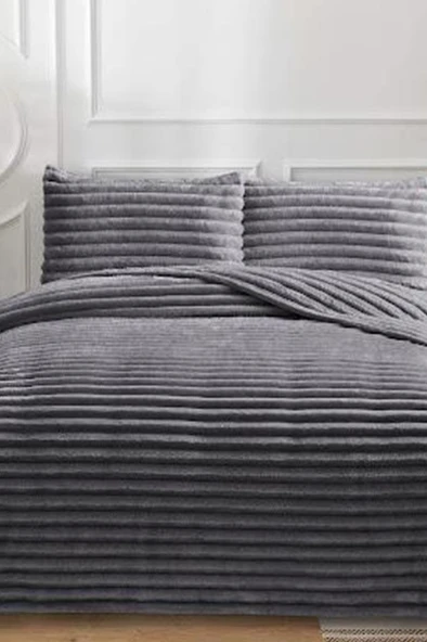 Eterna Peluş Tek Kişilik 180x240 Cm Yatak Örtüsü Antrasit ürün görseli