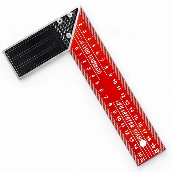 200 mm 20 cm Alüminyum Marangoz Gönye Metal Gövde Açılı Ölçüm Cetveli Ahşap İnşaat Hassas Gönye - 6