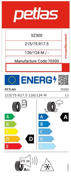 Petlas 215/75 R17.5 TL 126/124M (DÜZ) SZ300 Düz Kamyonet Lastiği (Üretim Tarihi:2025) - Resim 2