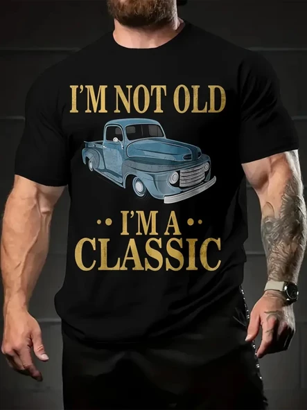 Baskılı Oversize Bisiklet Yaka T-shirt - Siyah - 1
