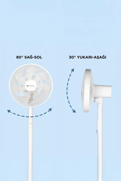 Torima SF-01 Beyaz Ayarlanabilir Ayaklı 14'' İnc 45W 3 Kademeli 7 Pervaneli Vantilatör Fan - 4
