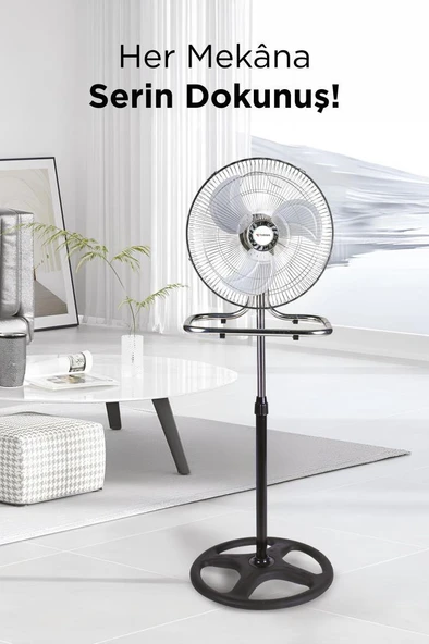 Torima SF-03 Gümüş Ayarlanabilir 18'' İnc Ayaklı 55W 3 Kademe 3 Pervaneli Vantilatör Fan - 2