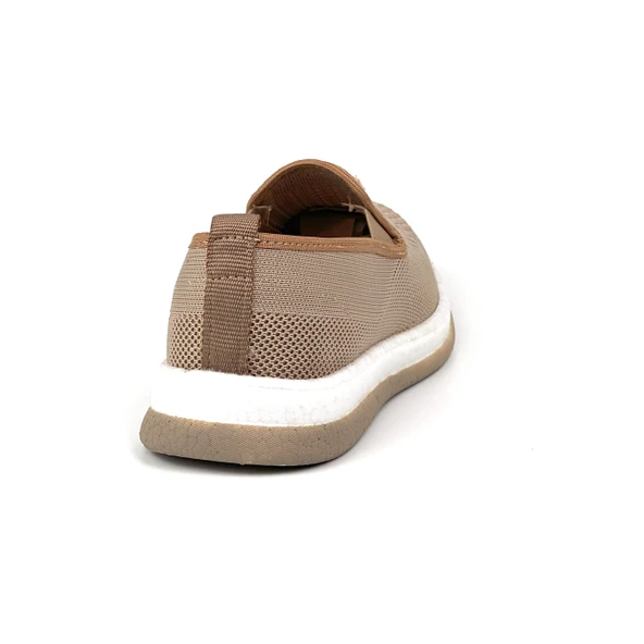 Erkek Bej Çok Hafif Triko Bağcıksız Esnek Hafif Günlük Casual Sneaker Spor Ayakkabı - 5