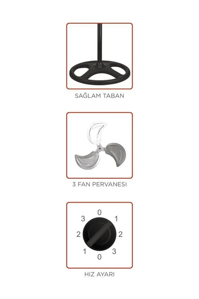 Torima SF-03 Gümüş Ayarlanabilir 18'' İnc Ayaklı 55W 3 Kademe 3 Pervaneli Vantilatör Fan - 3