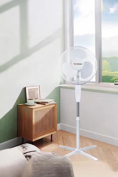 Torima SF-04 Beyaz Ayarlanabilir 16'' İnc Ayaklı Portatif – 55W 3 Kademe 3 Pervaneli Vantilatör Fan - 4