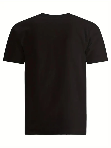 Baskılı Oversize Bisiklet Yaka T-shirt - Siyah - 2