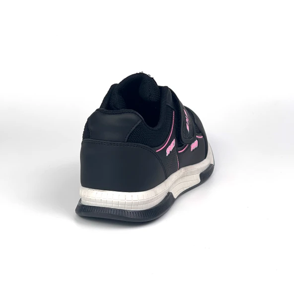Kadın Siyah Pembe Bağcıksız Cırtlı Hafif Rahat Günlük Sneaker Spor Ayakkabı - 5