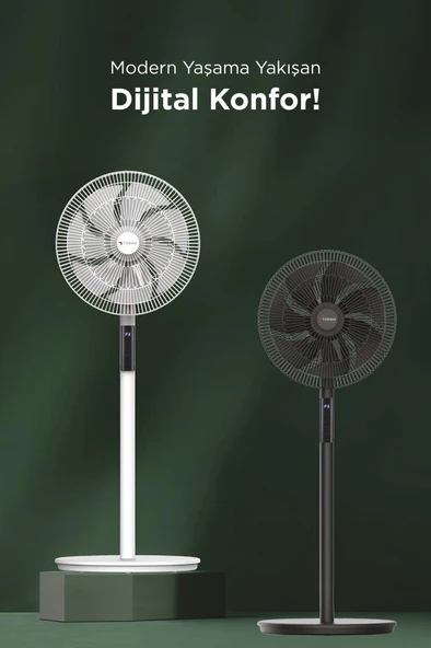 Torima SF-02 Siyah Ayaklı 16'' İnc 60W 3 Kademe 7 Pervaneli Kumandalı Diğital Ekranlı Vantilatör Fan - 2
