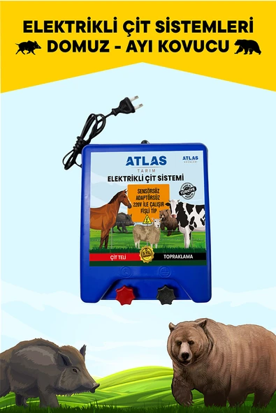 ELEKTRİKLİ ÇİT CİHAZI 220V FİŞLİ TAK ÇALIŞTIR 30.000 VOLT 5 YIL GARANTİ