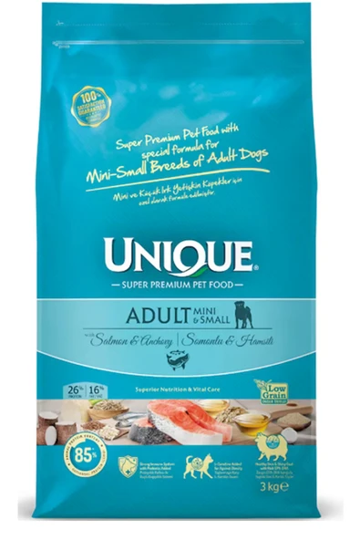 Unique Somonlu ve Hamsili 3 kg Mini ve Küçük Irk Yetişkin Köpek Maması - 1