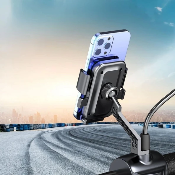 Epilons® Motor,motosiklet,bisiklet ,scooter İçin 360 Derece Dönebilen Dikiz Aynası Versiyonu Telefon Tutucu Aparat - 2