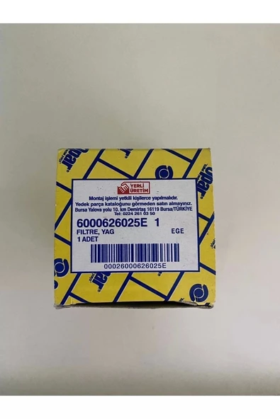 6000626025e Yağ Filtresi 1,3 Euro6 Egea Doblo Fiorino Uyumlu - 3