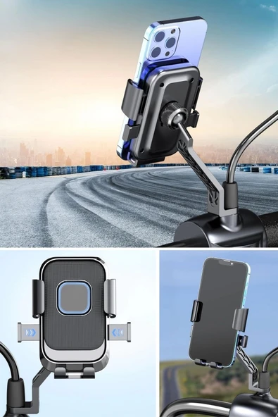 Epilons® Motor,motosiklet,bisiklet ,scooter İçin 360 Derece Dönebilen Dikiz Aynası Versiyonu Telefon Tutucu Aparat - 6
