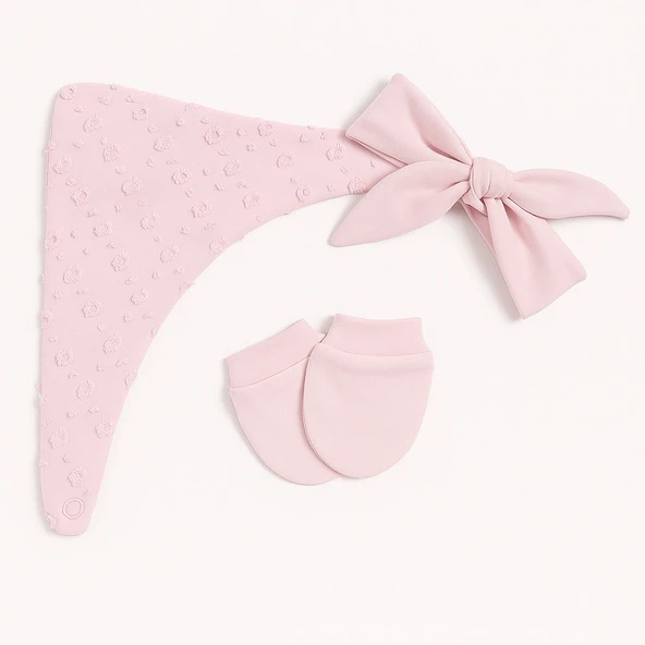 Yakası Dantelli Kız Bebek Zıbın Set 5 Parça - 5