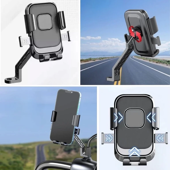 Epilons® Motor,motosiklet,bisiklet ,scooter İçin 360 Derece Dönebilen Dikiz Aynası Versiyonu Telefon Tutucu Aparat - 3