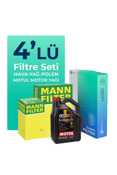 Mann Audi A6 3.0 Dizel Filtre Bakım Seti Motul Motor Yağlı (2008-2011) 4 Lü