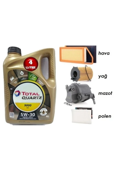 Citroen C3 1.4 Dizel 8 Valf Yağ Bakım 5li Set 5w30