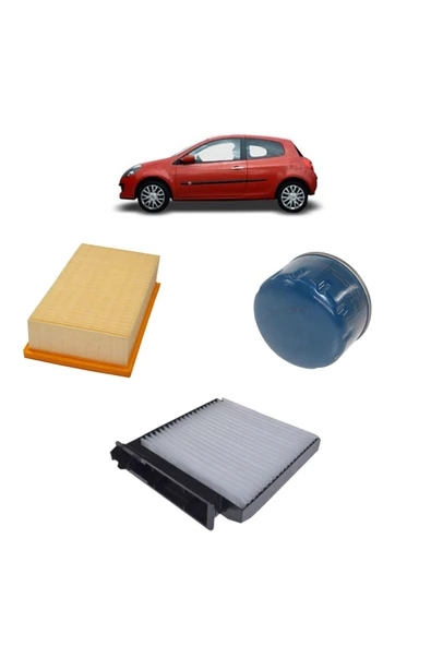 Renault Clio 3 3lü Filtre Bakım Seti 1.4-1.6 16 Valf 2005-2014 Kit1045a