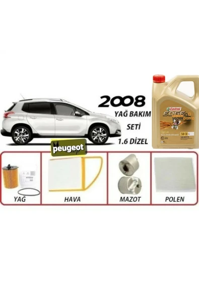 Peugeot 2008 1.6 Dizel Yağ Bakım Ful Set +castrol edge 5W30 dpf 4LT MOTOR YAĞ 2023 ÜRETİM ürün görseli