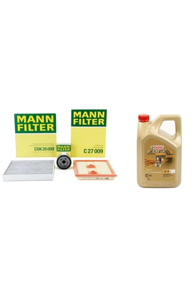 Mann Skoda Octavia 1.4 TSi Yağ Bakım Seti 2014-2019+castrol edge 5w30 4lt 2023 üretim motor yağ